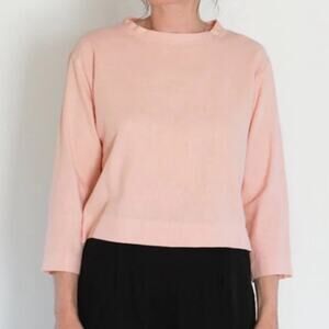 Me & Arrow | Linen Rayon Pink Long Sleeve Top Breathable Minimalist Lagenlook S